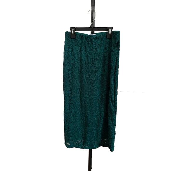 AFRM–Midi Skirt –Lace–Evening‎ Wear –Nylon Blend –Emerald Green–Women-S - Picture 1 of 4